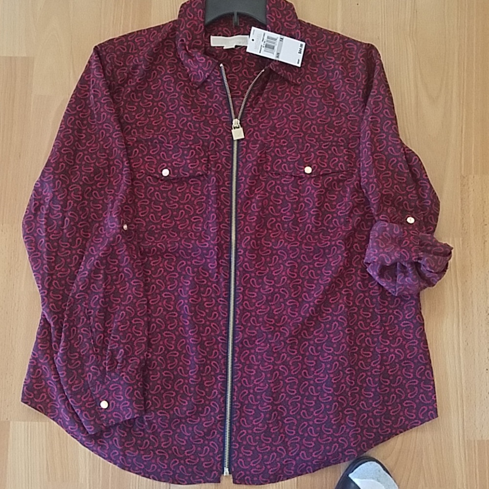 Michael Kors zip-front paisley print blouse